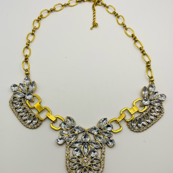 Beautiful Brass and Clear Crystals Statement Necklace - Picture 3 of 3